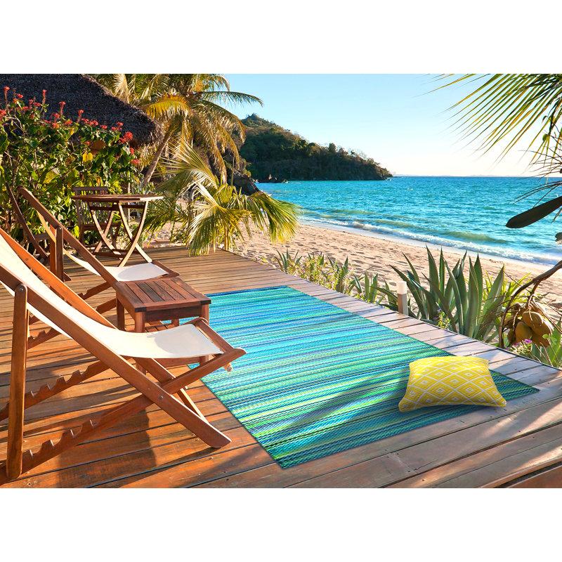 Breakwater Bay Hicklin Handmade Flatweave Blue Indoor/Outdoor Rug